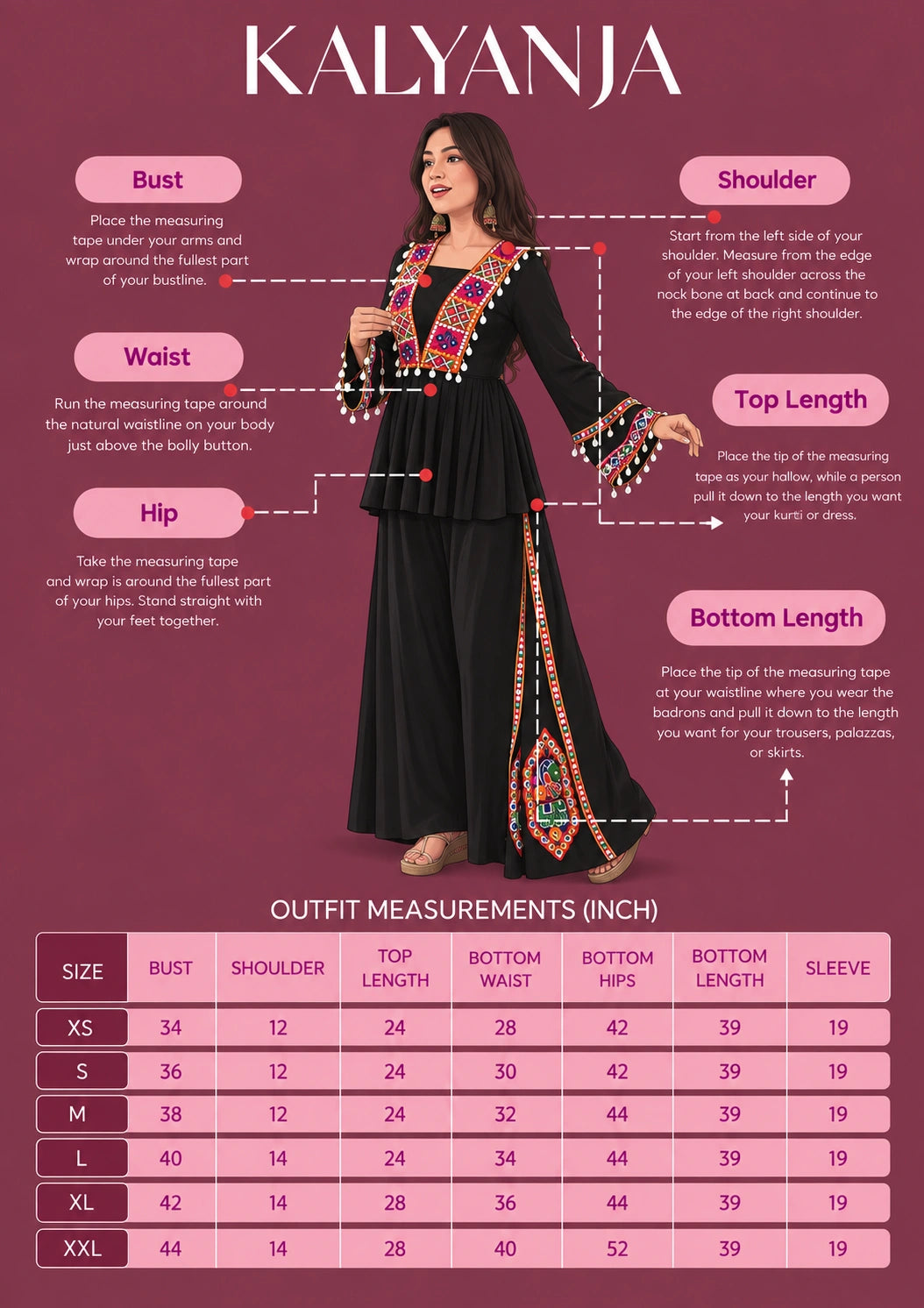 Black Thread Embroidered Coord Set – Mirror Kodi Work Kediya Palazzo